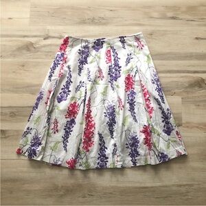 Talbots Wisteria Print Pleated Midi Skirt Floral A-Line